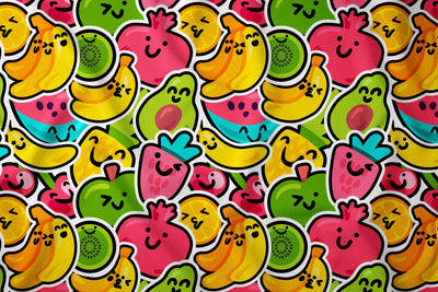 Cartoon Happy Fruits Seamless Pattern — Patterns preview
