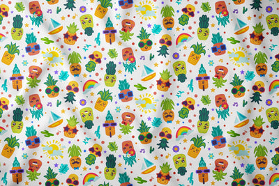 Cartoon Pineapple Smiles Seamless Pattern — Patterns preview