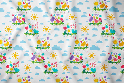 Cartoon Birds In Flowers Seamless Pattern — Patterns preview